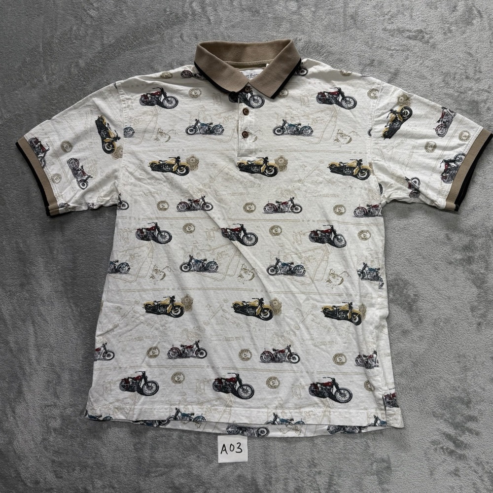 American Summer Mens Short Sleeve Motorcycle Polo Shirt Size RN # 43724 Large L